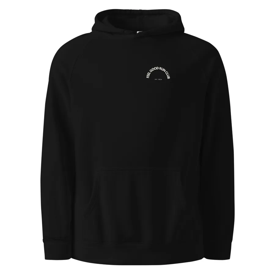 Kangaroo Pocket Hoodie — Black, Original club logo
