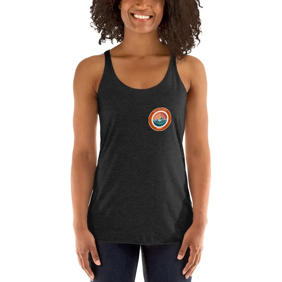 Women's Racerback Tank — Vintage Black, Badge