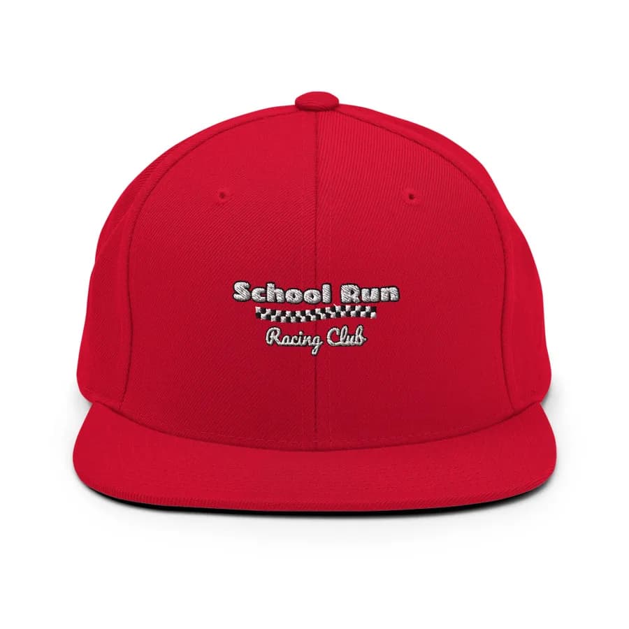 School Run Racing Club on a cap
